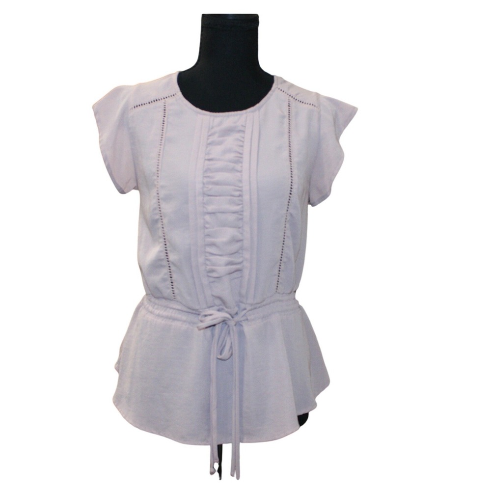 RO&DE Peplum Blouse Women Small Dusty Rose Excellent Lace Trim Cap Sleeve Top